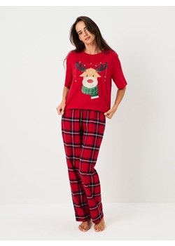 Sinsay - Świąteczna piżama dwuczęściowa z nadrukiem renifera - czerwony ze sklepu Sinsay w kategorii Piżamy damskie - zdjęcie 187821775