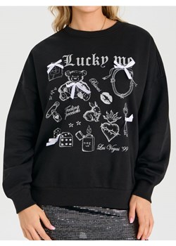 Sinsay - Bluza crewneck z nadrukiem i kokardami - czarny ze sklepu Sinsay w kategorii Bluzy damskie - zdjęcie 187821845