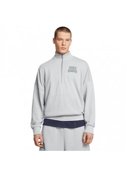 Męska bluza dresowa nierozpinana bez kaptura Under Armour UA Icon Hwt Terry Os 1/2 Zip - szara ze sklepu Sportstylestory.com w kategorii Bluzy męskie - zdjęcie 187821867