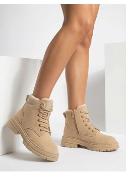 Royalfashion Jasnobrązowe damskie ocieplane botki typu trapery Radoras ze sklepu royalfashion.pl w kategorii Workery damskie - zdjęcie 187822917