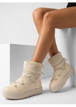 Royalfashion Wsuwane botki a'la śniegowce damskie w kolorze beżowym Vevnose ze sklepu royalfashion.pl w kategorii Śniegowce damskie - zdjęcie 187823156