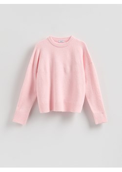Reserved - Sweter z obniżoną linią ramion - pastelowy róż ze sklepu Reserved w kategorii Swetry damskie - zdjęcie 187823186