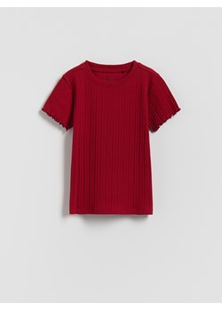 Reserved - Bawełniana bluzka w prążki - intenstywna czerwień ze sklepu Reserved w kategorii Bluzy dziewczęce - zdjęcie 187823977