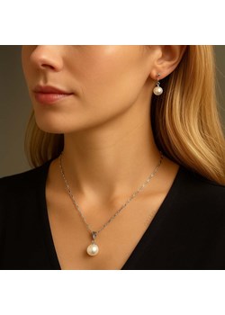 Komplet damski srebrny perły kolczyki i naszyjnik stal chirurgiczna ze sklepu otien.com w kategorii Komplety biżuterii - zdjęcie 187824287
