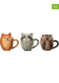 J Line Kubki (3 szt.) &quot;Animals&quot; w kolorze pomarańczowo-szaro-brązowym - wys. 14 cm ze sklepu Limango Polska w kategorii Naczynia - zdjęcie 187825729
