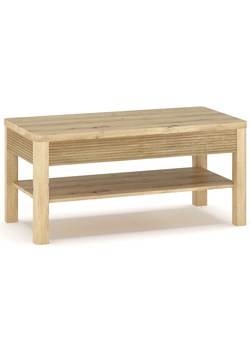 Prostokątna ryflowana ława z półką dąb artisan P2-H93 ze sklepu Edinos.pl w kategorii Stoliki kawowe - zdjęcie 187829439