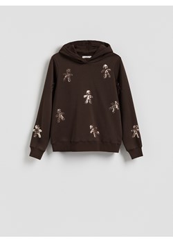 Reserved - Bluza ze świątecznym motywem - ciemnobrązowy ze sklepu Reserved w kategorii Bluzy damskie - zdjęcie 187831258