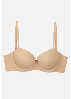 Beżowy Klasyczny Biustonosz o Gładkim Wykończeniu Taniarephis ze sklepu born2be.pl w kategorii Biustonosze - zdjęcie 187831545