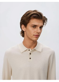 Reserved - Sweter polo z bawełną - beżowy ze sklepu Reserved w kategorii Swetry męskie - zdjęcie 187831715