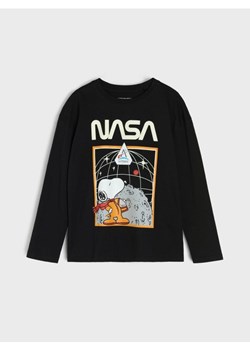 Sinsay - Bawełniana koszulka z nadrukiem NASA Peanuts - czarny ze sklepu Sinsay w kategorii T-shirty chłopięce - zdjęcie 187832319