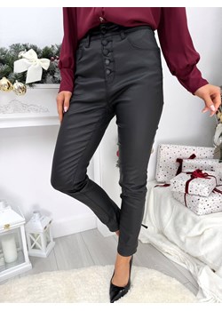 Czarne Woskowane Spodnie ze sklepu ModnaKiecka.pl w kategorii Spodnie damskie - zdjęcie 187847178