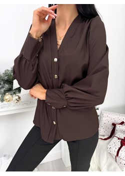 Czekoladowa Elegancka Koszula Damska ze sklepu ModnaKiecka.pl w kategorii Koszule damskie - zdjęcie 187847205