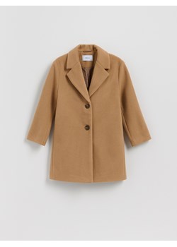Reserved - Klasyczny płaszcz jednorzędowy - beżowy ze sklepu Reserved w kategorii Płaszcze dziewczęce - zdjęcie 187849157