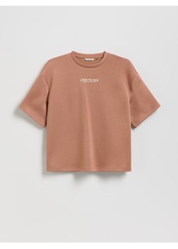 Reserved - T-shirt z haftem - brązowy ze sklepu Reserved w kategorii Bluzki dziewczęce - zdjęcie 187849489