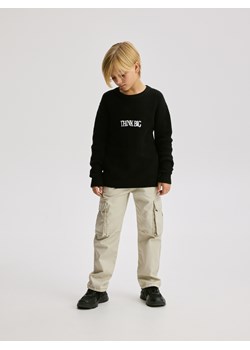Reserved - Bawełniany sweter z nadrukiem - czarny ze sklepu Reserved w kategorii Swetry chłopięce - zdjęcie 187849598