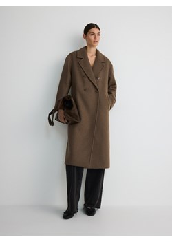Reserved - Płaszcz oversize z dodatkiem wełny - brązowy ze sklepu Reserved w kategorii Płaszcze damskie - zdjęcie 187849968