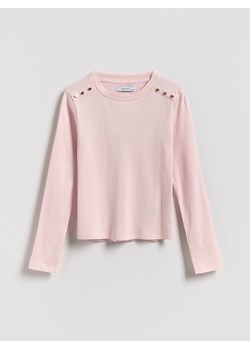 Reserved - Koszulka z ozdobnymi guzikami - pastelowy róż ze sklepu Reserved w kategorii Bluzki dziewczęce - zdjęcie 187850089