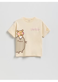 Reserved - T-shirt Pusheen - beżowy ze sklepu Reserved w kategorii Bluzki dziewczęce - zdjęcie 187850148