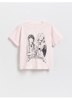 Reserved - T-shirt Wednesday - pastelowy róż ze sklepu Reserved w kategorii Bluzki dziewczęce - zdjęcie 187850156