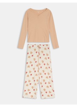 Sinsay - Bawełniania piżama dwuczęściowa z nadrukiem misiów - czerwony ze sklepu Sinsay w kategorii Piżamy damskie - zdjęcie 187850685