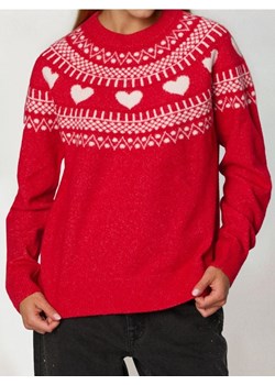 Sinsay - Świąteczny sweter z sercami z domieszką wełny - czerwony ze sklepu Sinsay w kategorii Swetry damskie - zdjęcie 187850688