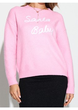 Sinsay - Świąteczny sweter z napisem "Santa Baby" z domieszką wełny - różowy ze sklepu Sinsay w kategorii Swetry damskie - zdjęcie 187850697