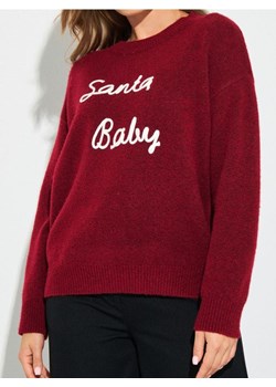 Sinsay - Świąteczny sweter z napisem "Santa Baby" z domieszką wełny - różowy ze sklepu Sinsay w kategorii Swetry damskie - zdjęcie 187850698