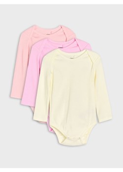 Sinsay - Bawełniane body 3 pack - kremowy ze sklepu Sinsay w kategorii Body niemowlęce - zdjęcie 187850728