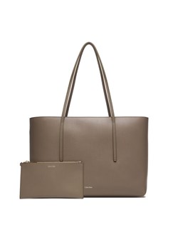 Torebka Calvin Klein Foil Logo Tote W/Pouch LV04F3274G Beżowy ze sklepu eobuwie.pl w kategorii Torebki damskie - zdjęcie 187852786