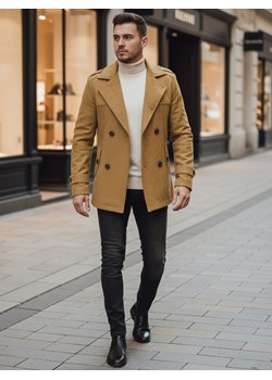Płaszcz męski dwurzędowy piaskowy Dstreet CX0443 ze sklepu DSTREET.PL w kategorii Płaszcze męskie - zdjęcie 187854999