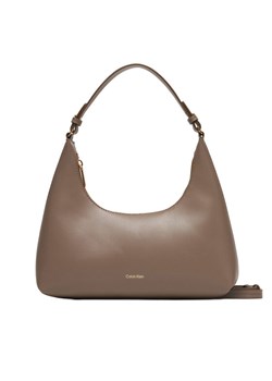 Torebka Calvin Klein Foil Logo Conv Shoulder Bag LV04F3272G Beżowy ze sklepu eobuwie.pl w kategorii Torebki hobo - zdjęcie 187855477