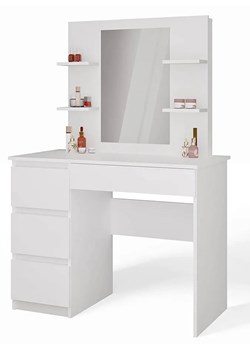 Biała lewostronna toaletka z lustrem i regałem W2-W57 ze sklepu Edinos.pl w kategorii Toaletki - zdjęcie 187856507