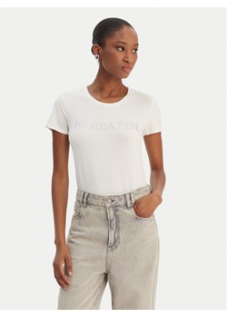 Patrizia Pepe T-Shirt CM1419/J013-W146 Biały Regular Fit ze sklepu MODIVO w kategorii Bluzki damskie - zdjęcie 187857585
