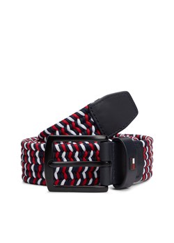 Tommy Hilfiger Pleciony pasek męski Mężczyźni Sztuczne włókno granatowy wzorzysty ze sklepu vangraaf w kategorii Paski męskie - zdjęcie 187858005