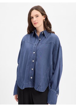 BOSS Orange Bluza damska Kobiety Bawełna niebieski jednolity ze sklepu vangraaf w kategorii Koszule damskie - zdjęcie 187858025