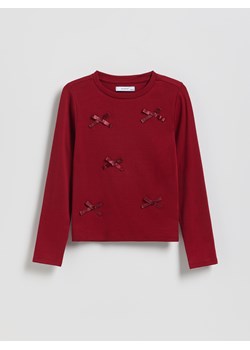 Reserved - Bawełniana bluzka z kokardami - bordowy ze sklepu Reserved w kategorii Bluzki dziewczęce - zdjęcie 187858079