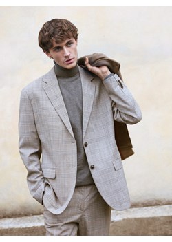 Reserved - Marynarka slim fit w kratę - brązowy ze sklepu Reserved w kategorii Marynarki męskie - zdjęcie 187858147