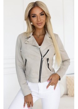 Numoco 481-4 zamszowa ramoneska z długim rękawkiem i zamkami ze sklepu intimiti.pl w kategorii Kurtki damskie - zdjęcie 187858355