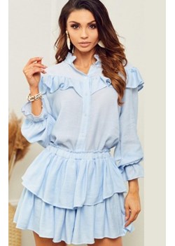 Błękitny letni komplet damski koszula i spódniczka ze sklepu intimiti.pl w kategorii Sukienki - zdjęcie 187858439