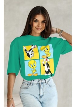 T-shirt damski Tweety kwadraty zielony ze sklepu intimiti.pl w kategorii Bluzki damskie - zdjęcie 187858488