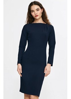 Nife sukienka z asymetryczną zakładką przy dekolcie granatowa ze sklepu intimiti.pl w kategorii Sukienki - zdjęcie 187858729