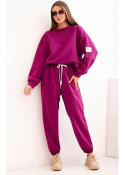 Komplet damski masełkowy z luźną bluzą i spodniami ciemny fiolet ze sklepu intimiti.pl w kategorii Dresy damskie - zdjęcie 187858856