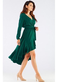 Awama asymetryczna sukienka midi zielona A456 ze sklepu intimiti.pl w kategorii Sukienki - zdjęcie 187859299