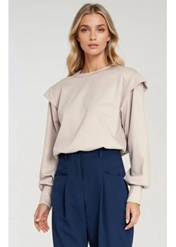 Nife beżowa bluza damska oversize z wysokimi ściągaczami ze sklepu intimiti.pl w kategorii Bluzy damskie - zdjęcie 187859518