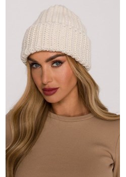 Moe czapka damska splot prążkowany ecru M895 ze sklepu intimiti.pl w kategorii Czapki zimowe damskie - zdjęcie 187859755