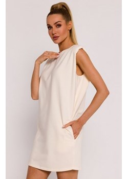 Moe sukienka mini z poduszkami na ramionach śmietankowa M789 ze sklepu intimiti.pl w kategorii Sukienki - zdjęcie 187859828