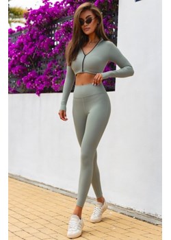 Elastyczne legginsy prążek damskie khaki ze sklepu intimiti.pl w kategorii Spodnie damskie - zdjęcie 187860026