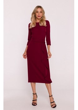 Stylove S425 sukienka z falbaną bordowa ze sklepu intimiti.pl w kategorii Sukienki - zdjęcie 187860156