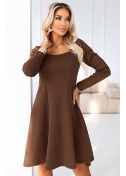 Numoco 574-2 IVANA wygodna trapezowa sukienka z dekoltem i długim rękawkiem ze sklepu intimiti.pl w kategorii Sukienki - zdjęcie 187860209