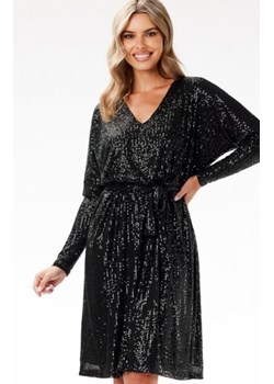 Awama A690 cekinowa midi sukienka czarna ze sklepu intimiti.pl w kategorii Sukienki - zdjęcie 187860307